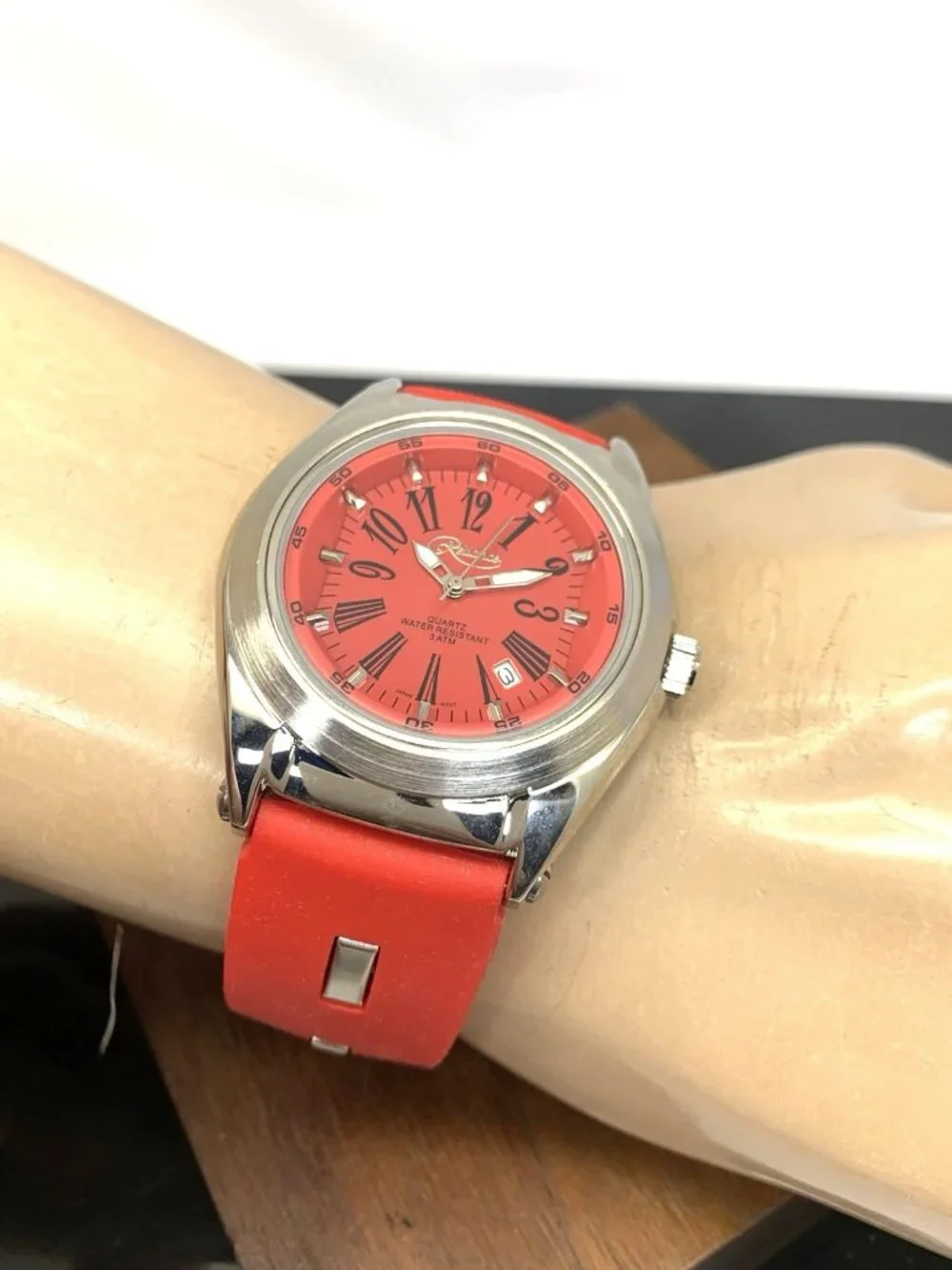 Reliance By Croton Men's Watch RE306051 Quartz Red Dial Rubber Strap 42mm